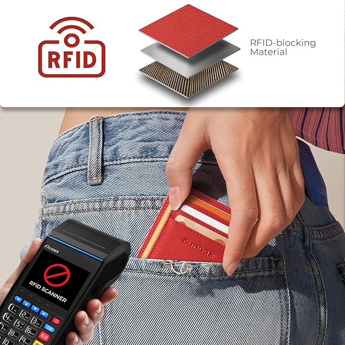 RUNBOX Slim ID Cases Minimalist Front Pocket RFID Blocking Leather Wallets for Men and Women Card Holder Wallets Gifts for men