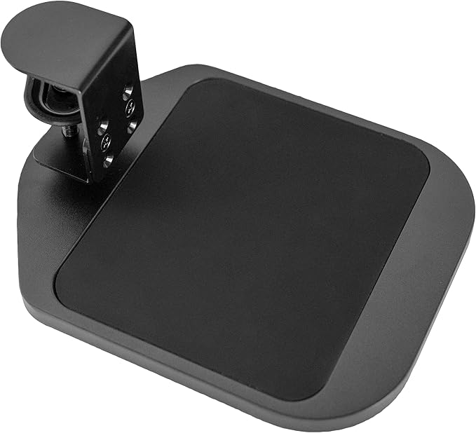 VIVO Clamp-on Wooden Mouse Pad Holder Platform, Adjustable Under Desk 360° Rotating Tray Rest Extension Attachment, up to 2 inch Desktops, Black, MOUNT-MS01B