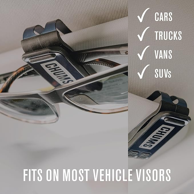 Chums Glasshopper Clip - Metal Sun Visor Glasses Holder for Vehicles - Car, Truck, or SUV Sunglasses Mount Attachment (Navy), 1 Pack