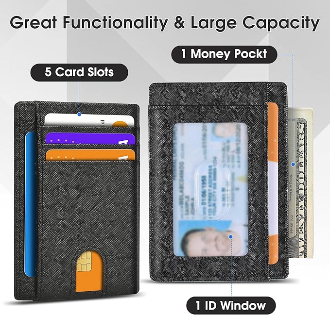 Slim Minimalist Wallet for Men,Front Pocket Wallet RFID Blocking Small Thin Credit Card Holder,ID Card Case Gift for Men Cross Black