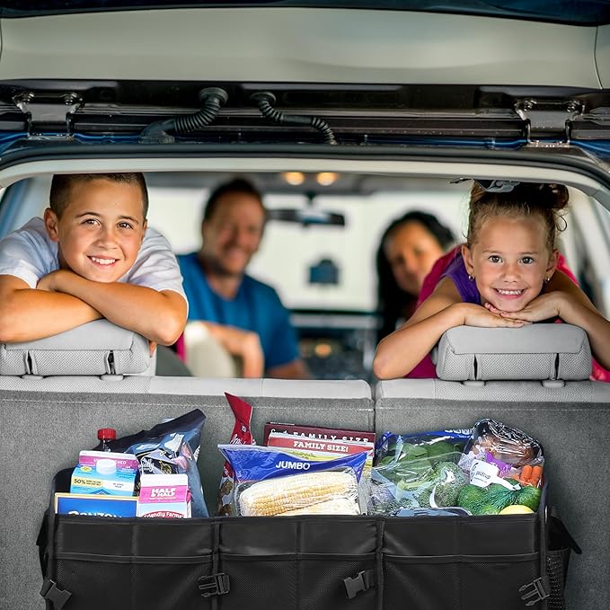 Armor All Large 20 Pocket Trunk Cargo Organizer, Collapsible and Foldable Compartments, Groceries, Beach, Picnic