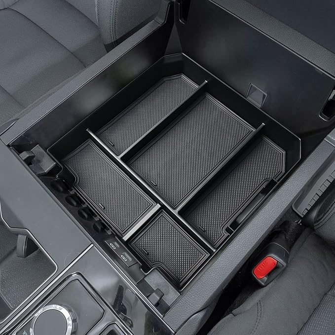 EDBETOS 2PCS/Set Center Console Organizer Compatible with 2022 2023 2024 2025 2026 Toyota Tundra Accessories Armrest Secondary Storage Box Middle Insert Tray (Not for The Console w/Safe)