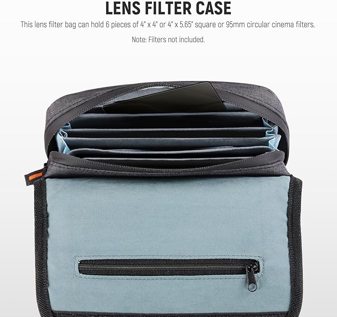 NEEWER Camera Lens Filter Case with Water Resistant Hard Shell, 6 Soft Pockets, Shoulder Strap, Pro Photography Filter Bag Storage Pouch for 4''x 4'', 4''x 5.65'' Square, 95mm Circular Filters, PB025