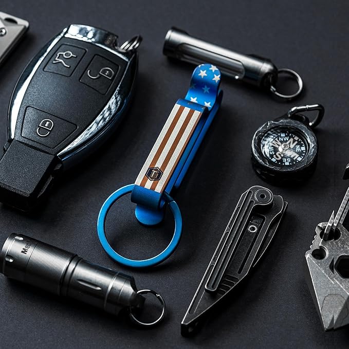 KeyUnity KM00 Titanium Belt Loop Keychain Clip Double Side Quick Release Key Holder with Detachable Key Ring
