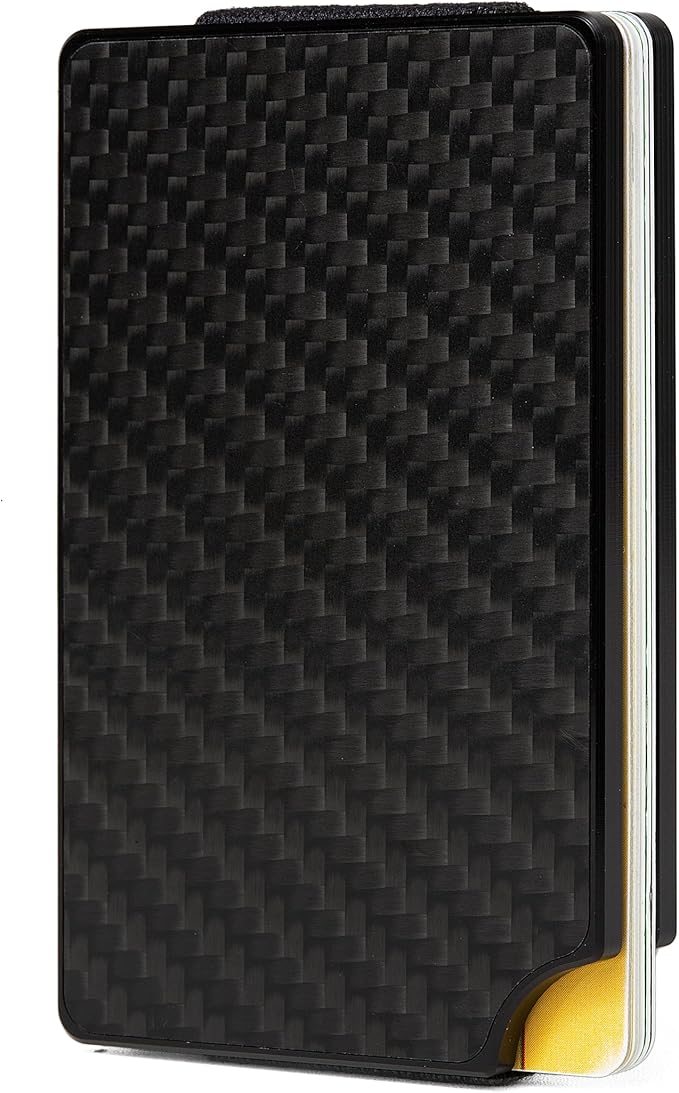 Slim Wallet for Men,RFID Blocking Minimalist Metal Wallet, Money Clip/Cash Holder, Front Pocket Aluminum Credit Card Holder, Ideal Gift for Men,Carbon Fiber