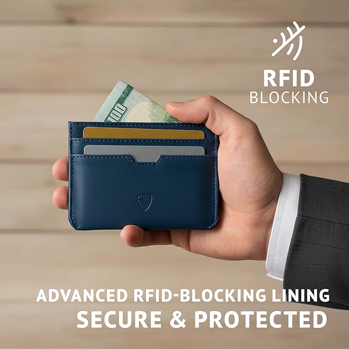 Vaultskin MOORGATE Slim Card Holder – Minimalist Leather Wallet with RFID Blocking, Front Pocket Credit Card Case for Men & Women