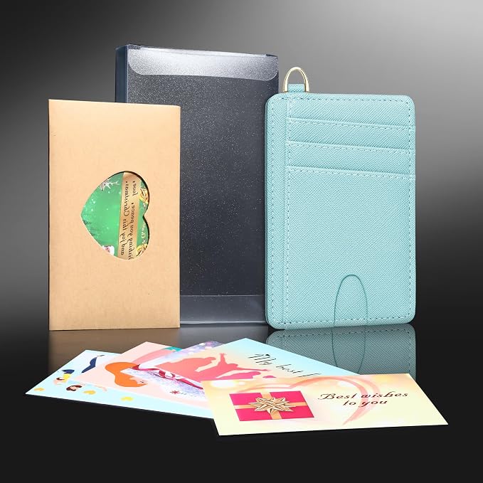 Badiya Credit Card Holder Slim Minimalist Wallet, Front Pocket Purse RFID Blocking Wallet Compact Card Case with ID Window for Women & Men