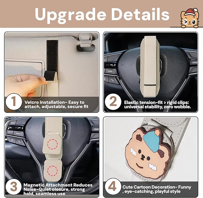 Car Sunglasses Holder Eyeglass Clip with Sun Visor Storage for Cards Magnetic Eyewear Clamp Car Decor