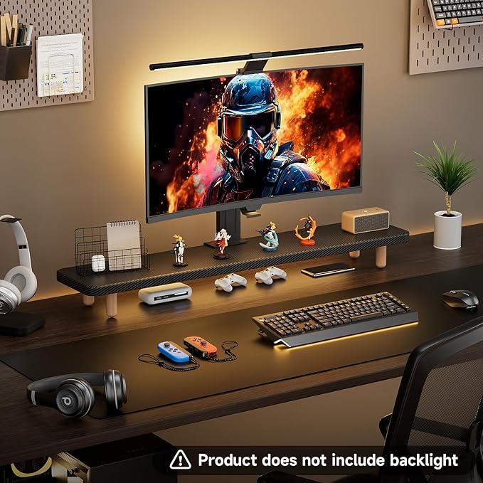 Dual Monitor Stand Riser, 39 Inch Extra Long Wooden Desktop Monitor Riser with Storage for 2 Monitors Ultra Strong Desk Shelf Organizer Riser Ergonomic for 2 Screens/Laptop/PC/TV/Printer (Black, 39inches)