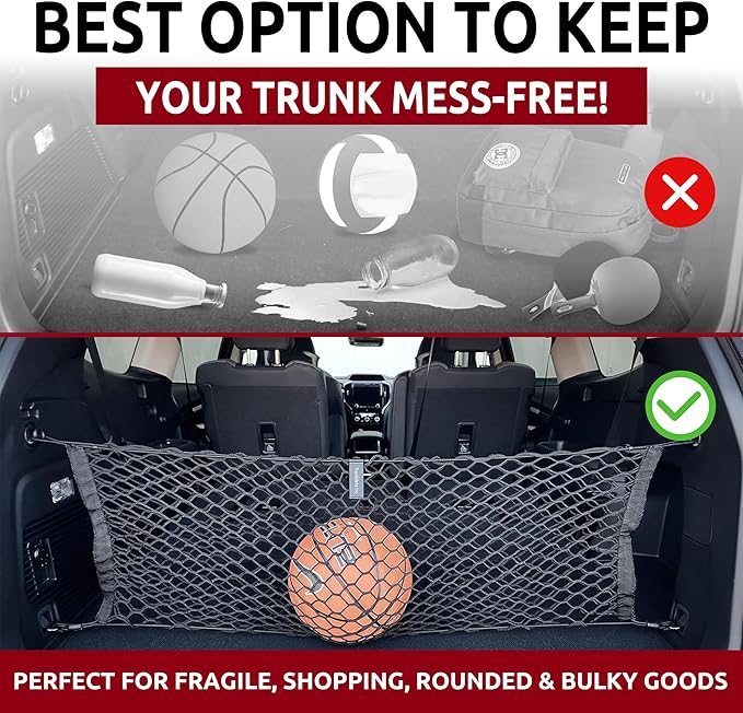 Envelope Style Automotive Elastic Trunk Mesh Cargo Net for Subaru Ascent 2019-2025 - Premium Trunk Organizers and Storage - Luggage Net for SUV - Best Car Organizer for Subaru Ascent