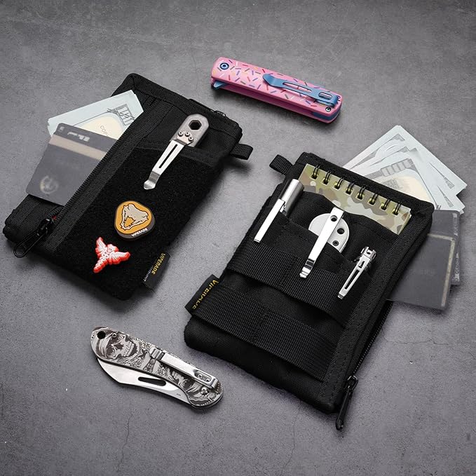 VIPERADE VE36 EDC Pouch Pocket Organizer, Slim EDC Pocket Organizer with Zipper, Tactical Pouch for Flashlight, Multitool, Pen, Notebook, Compact EDC Gear Pouch