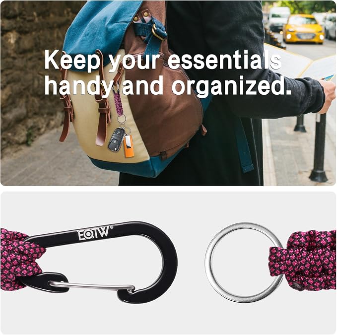 EOTW Carabiner Keychain,Paracord Keychain Small Aluminum Clip D Ring for Camping, Hiking, Fishing, Or As A Key Organizer