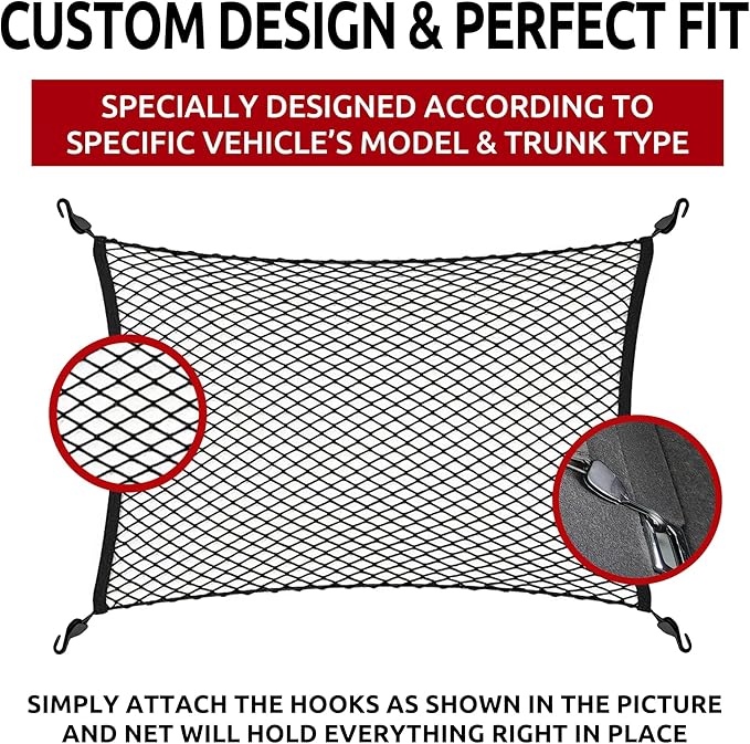 Floor Style Automotive Elastic Trunk Mesh Cargo Net for Audi Q5 Premium Prestige 2018-2025 - Premium Trunk Organizers and Storage - Luggage Net for SUV- Best Car Organizer for Audi Q 5