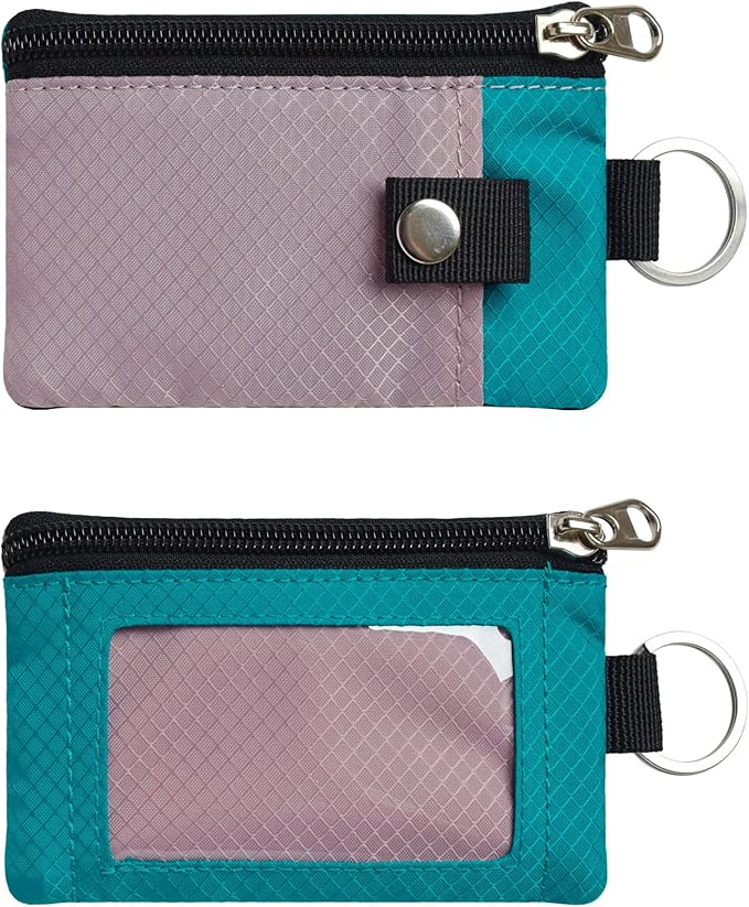 CHENSPRX Minimalist RFID Blocking Small Wallet with ID Window,WaterResistant Zip Id Case Wallet with Lanyard Keychain for Cards,Cash,Travel,Women,Men