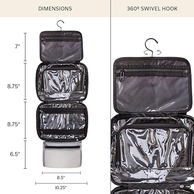 Jadyn Hanging Toiletry Bag, Expandable Toiletry Organizer for Women, Water Resistant Large Travel Cosmetic Bag for Full Size Makeup, Toiletries, Lotion, Shampoo, Accessories (Navy Floral)