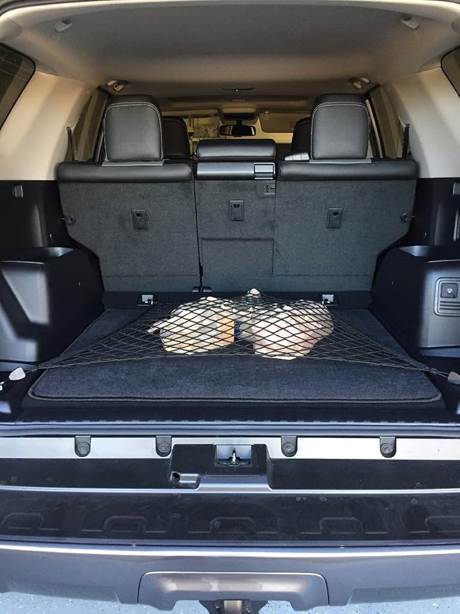 Floor Style Automotive Elastic Trunk Mesh Cargo Net for Toyota 4Runner ONLY 2 Row 2010-2024 - Premium Trunk Organizer and Storage - Luggage Net for SUV - Best Car Organizer for Toyota 4Runner