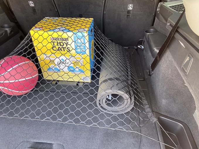 Trunk Organizer Cargo Net for Volvo XC90 2003-2026 – Floor Style Cargo Net for SUV – Premium Mesh Elastic Car Trunk Organizer Vehicle Carrier Storage – Compatible with XC90