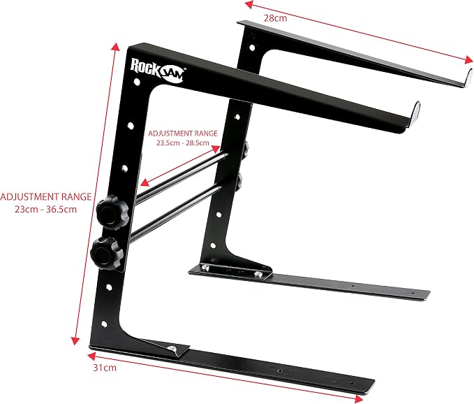 RockJam Portable DJ Laptop Stand with Adjustable Height, Anti-Slip Design, Works For Laptops, Controllers & CD Players