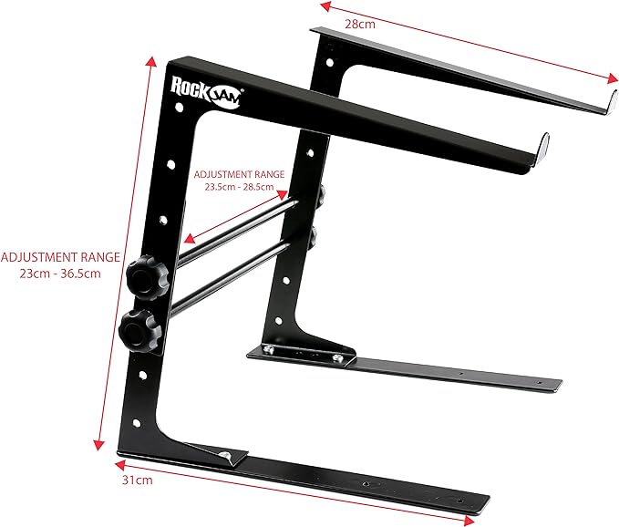 RockJam Portable DJ Laptop Stand with Adjustable Height, Anti-Slip Design, Works for Laptops, Controllers & CD Players (Pack of 5)