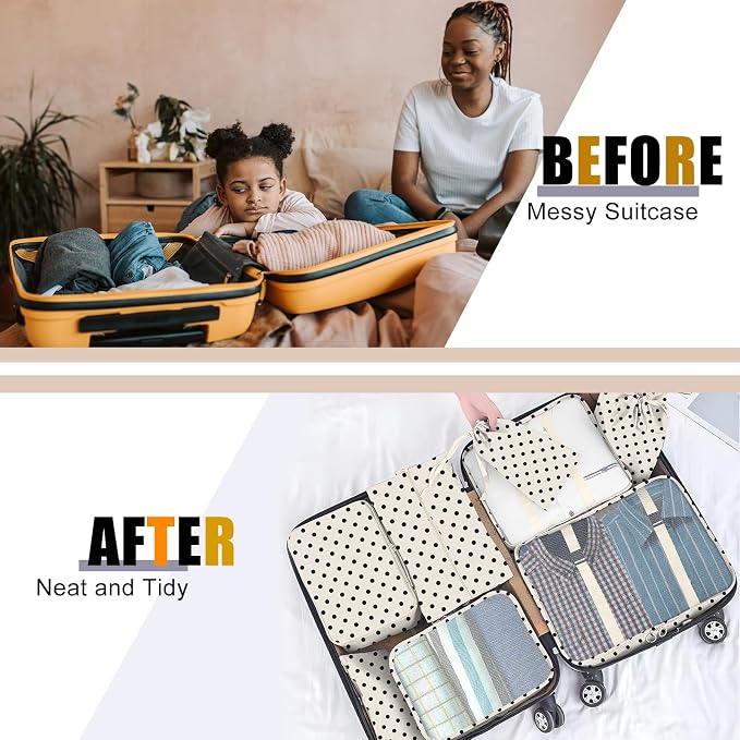 Packing Cubes for Travel - 8 Set Luggage Organizer Bags for Family, Mesh Breathable Packing Cubes for Suitcases Durable Travel Essentials Bags Set