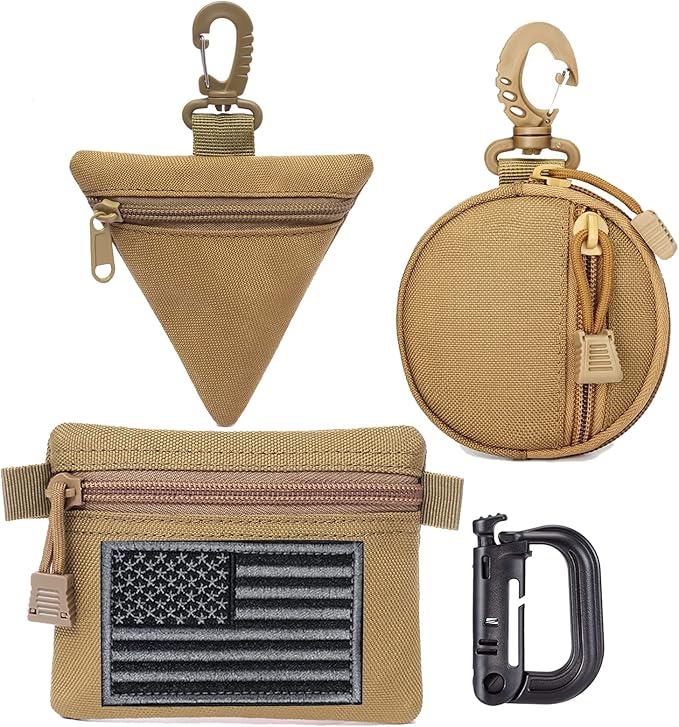 2 Packs Tactical EDC Pouches Compact Mini Military Molle Utility Pouch Accessories Organizer Bags Coin Purse Keychain Pockets Credit Card Holder for Waist Pack