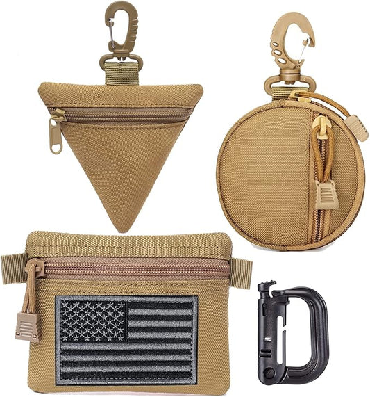 2 Packs Tactical EDC Pouches Compact Mini Military Molle Utility Pouch Accessories Organizer Bags Coin Purse Keychain Pockets Credit Card Holder for Waist Pack