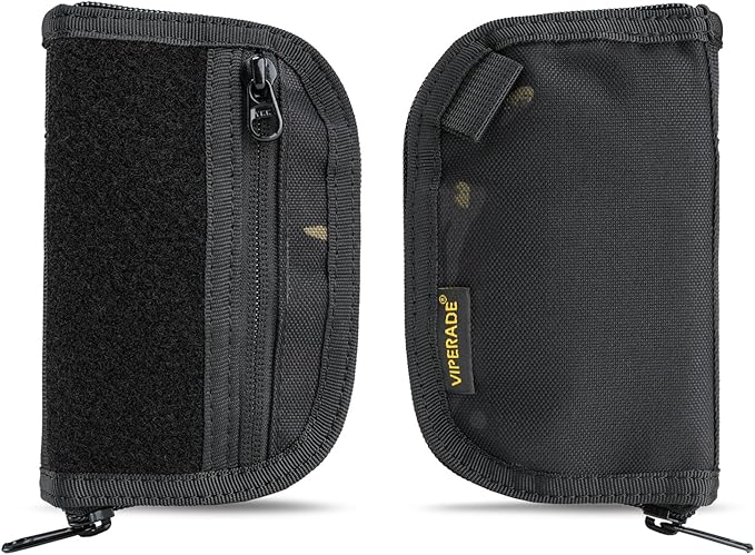 VIPERADE VE21 EDC Pouch Small Pocket Organizer with 9 Compartments, Pocket Tool Pouch with Patches Display Panel, Mini Organizer Bag for Men (Black Camo)