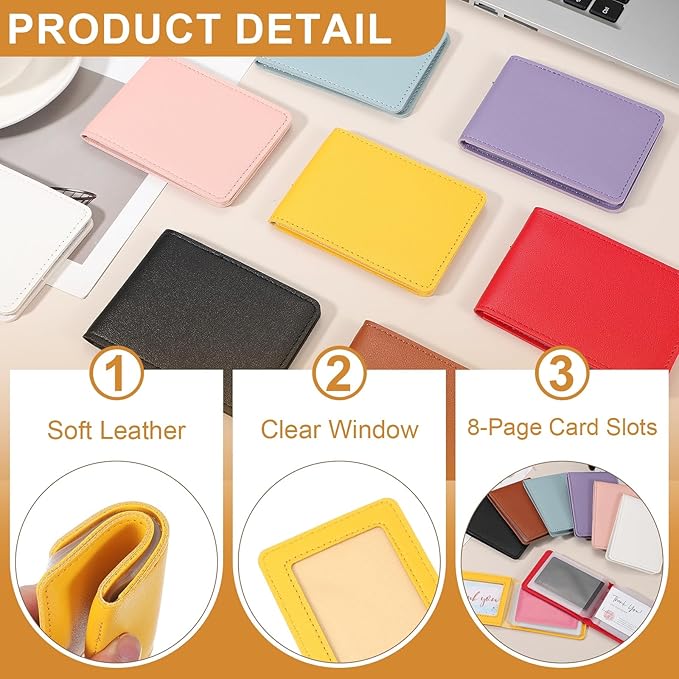 uxcell Leather Credit Card Holder, 10 Slots Blank Driver's License Holder for Women and Men, Multi-Functional Card Organizer for Documents, ID Cards, License(Yellow)