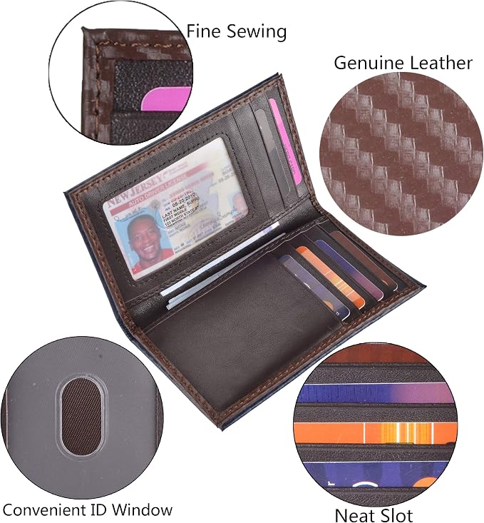 Slim Thin ID/Credit Card Holder RFID Genuine Leather Bifold Front Pocket Wallet