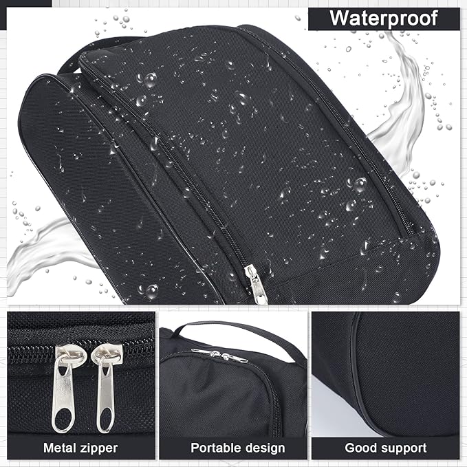 2 Pcs Smell Proof Shoe Bags for Travel Cleat Bags for Sports Double Layer Cleat Bag Foldable Waterproof Travel Organizer with Handle Zipper Golf Soccer Pouch for Multiple Shoes