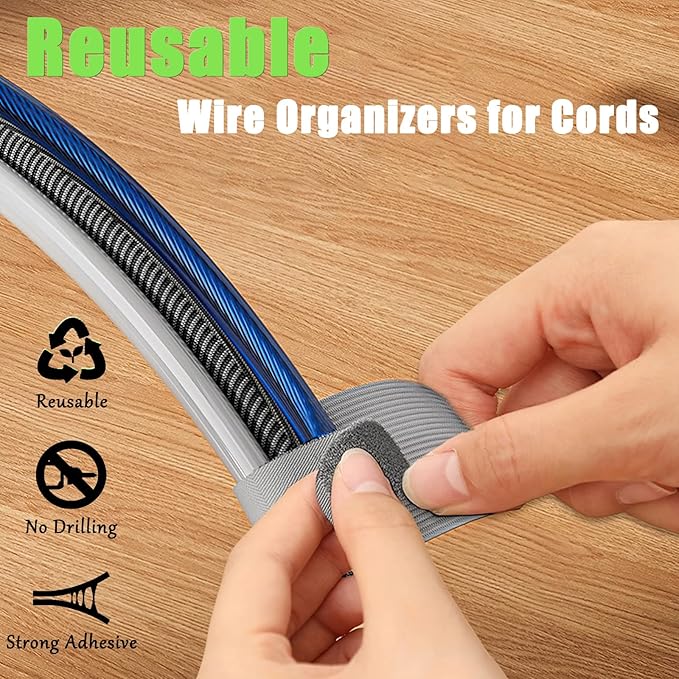 80PCS Hook and Loop Cable Straps, Cable Management Under Desk, Self Adhesive Cable Ties, Reusable Wire Organizers for Cords, Adjustable Cord Organizers for Desk, Home Office Essentials, Black
