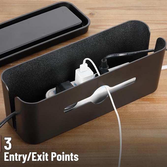 Bates- Cable Management Box, Small, Cable Organizer Box, Cord Organizer Box, Cable Box Organizer, Cord Management Box, Cord Hider Box, Cord Box for Wires on Floor, Power Strip Cover Box Baby Proof