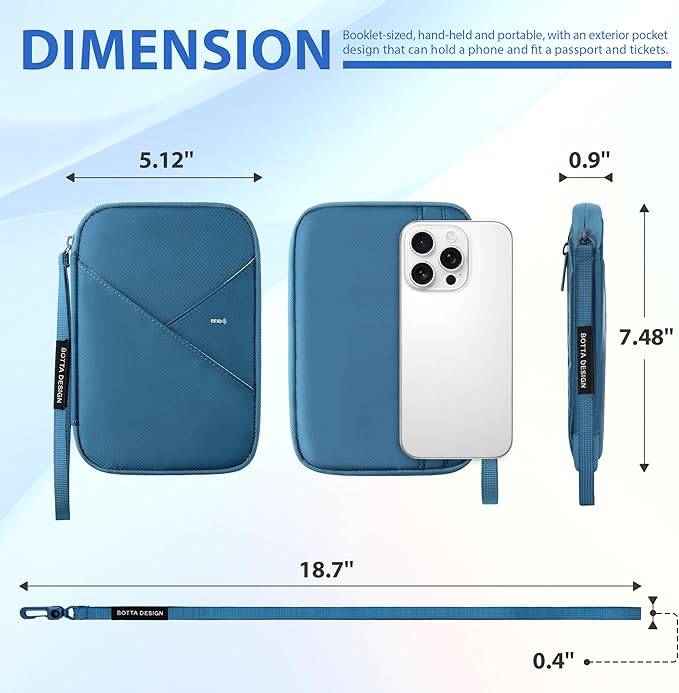 Veki Passport Holder for Travel Women Family, Passport Wallet Bag, RFID Travel Document Organizer, Waterproof Passport Holder for Men, Portable Case for Cards, Cash, Tickets, ID (Navy Blue, M)