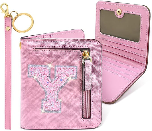COSHAYSOO Mini Wallet with RFID Blocking Initial Monogrammed for Girls Birthday Valentines Easter Mothers Nurse Day Graduation Thanksgiving Appreciation Halloween Christmas New Year Gifts Letter Y