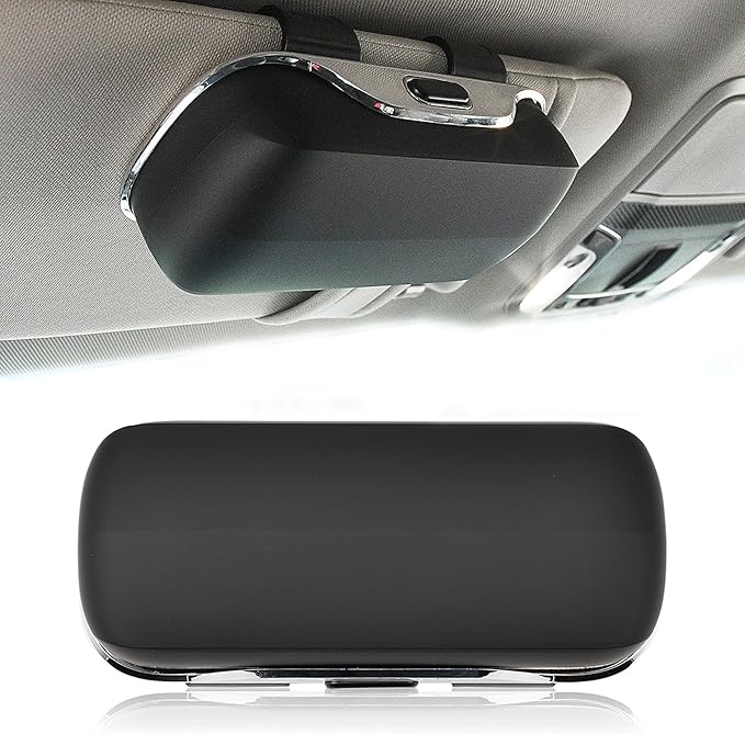 Sunglasses Holder for Car Visor, PU Leather Glasses Case with Clips Magnetic Closure Eyeglasses Holder