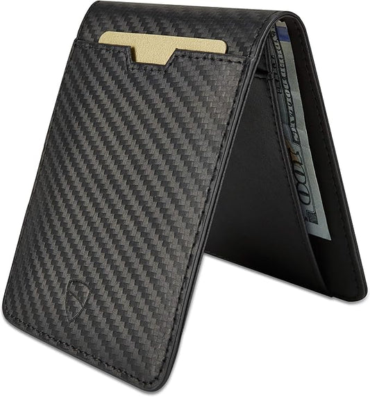 Vaultskin MANHATTAN Slim RFID Blocking Bifold Leather Wallet for Men - Men’s Leather Wallet, Front Pocket Minimalist Card Holder, Holds 9 Cards and Cash, Premium Italian Leather