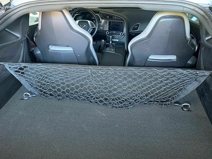 Trunk Organizer Cargo Net for Chevrolet Corvette C7 2014-2019 – Envelope Style Cargo Net for Coupe-Premium Mesh Car Trunk Organizer Vehicle Carrier Storage–Compatible with Corvette C7