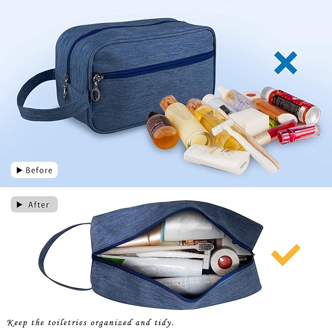 Toiletry Bag, Large Capacity Travel Bag for Toiletries, Waterproof Oxford Fabric Toiletry Organizer for Travel, Business Trips and Daily Use, Travel Essentials for Men or Women (Navy Blue)