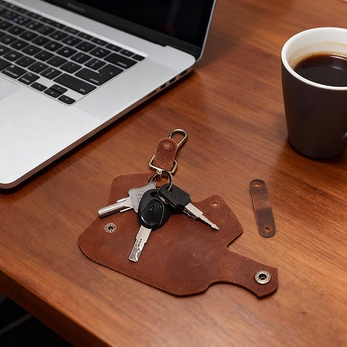 Handmade Leather Key Chain Holder, Leather key case for key storage Car Key Holder Home Door Key Bag