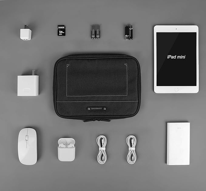 BAGSMART Electronic Organizer Travel Cable Organizer Electronics Accessories Cases for 7.9 inch iPad Mini, Cables, Chargers, USB, SD Card