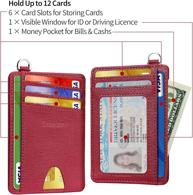 EcoVision Slim Minimalist Front Pocket Wallet, RFID Blocking Credit Card Holder Wallet with Detachable D-Shackle for Men Women