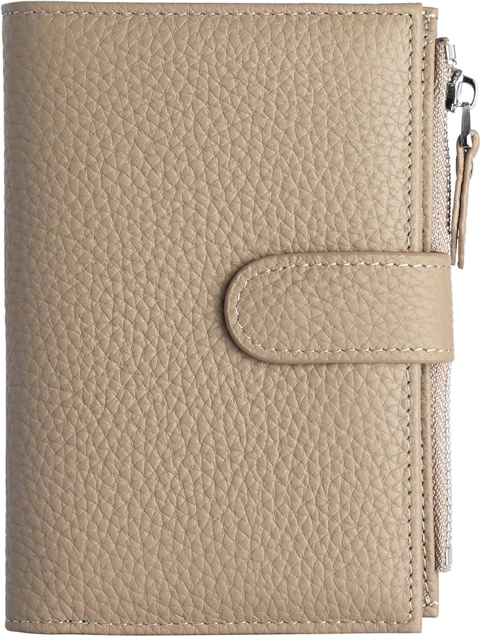 Passport wallet and Card Slot Combo RFID Blocking Slim Leather Travel Passport Wallet for Men and Women with Zippered Coins Pocket Passport holder, Grey