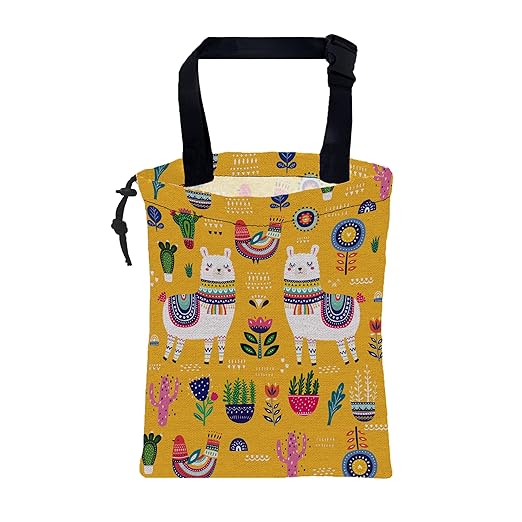 Car Garbage Bag Llama Flowers and Birds Drawstring Car Trash Bag Hanging for Back Seat with Adjustable Buckle Canvas Vehicle Trash Can Easy-to-Install