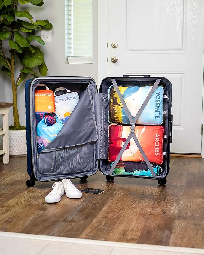 Large Compression Packing Cubes for Travel-Packing Cube Luggage Organizers 7 Piece Set for Checked Luggage-Ultralight, Expandable/Compression Bags by TRIPPED Travel Gear (National Parks)