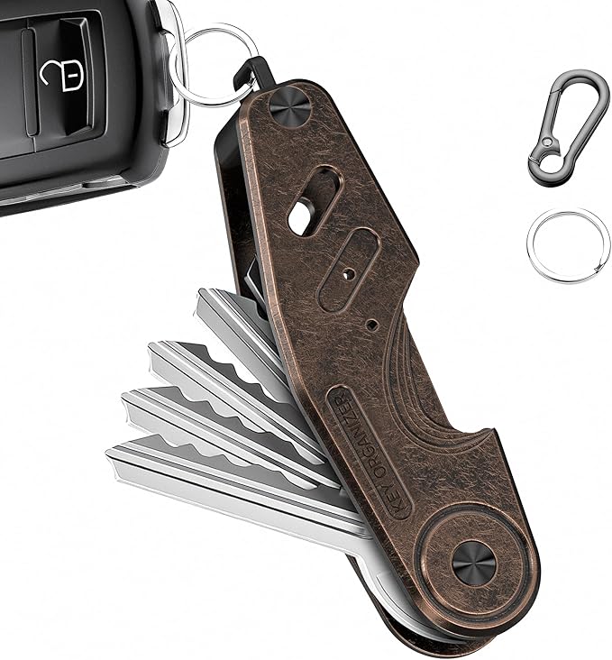 Key Organizer Compact Key Holder, Minimalist Clutter-Free EDC Smart Keychains, Metal Car Key Chain Secures 2-6 keys