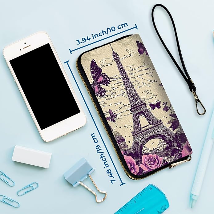 Wristlet Wallet for Women, RFID Blocking Phone Wallet, Large Capacity Zip Around Clutch, Fits iPhone 15 Pro Max, Travel Organizer Purse