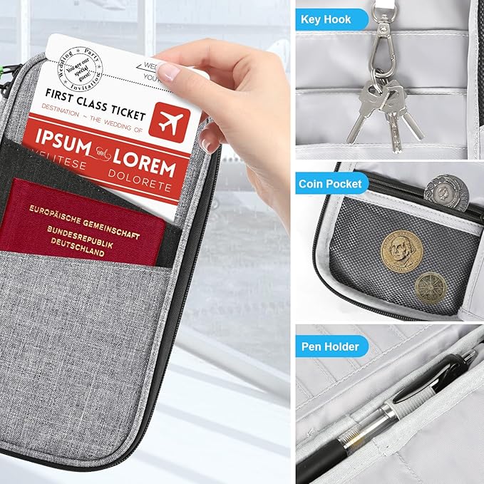 Passport Holder Wallet for Family, RFID Blocking Travel Document Organizer Multiple Passport Wallet for Men & Women, Waterproof Travel Essentials