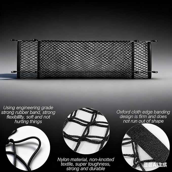 Car Rear Cargo Net, Adjustable Elastic Storage Organizer Net, Trunk Cargo Storage Net Compatible with 2015 2016 2017 2018 2019 2020 2021 2022 2023 2024 2025 2026 Chevy Tahoe Suburban Gmc Yukon