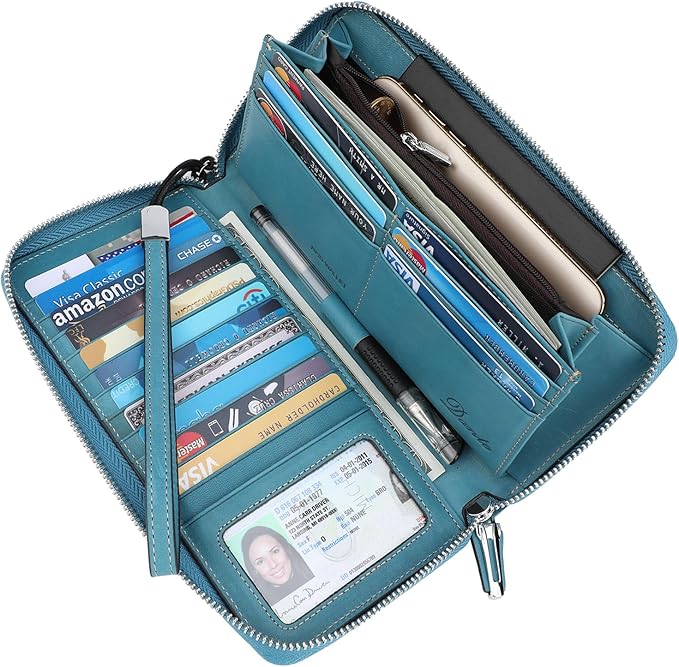 Lavemi Small Compact Women Wallet RFID Blocking Genuine Leather Bifold Purse with ID Windows
