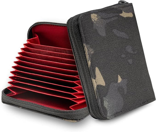 TACTICAL_GEEK PC1 EDC 11-slot Nylon Card Holder for Credit Cards, Lightweight Zippered Minimalist Wallet, Ideal for Work Travel, with Coin Pouch, Ultra-light and Waterproof (Camo Black)